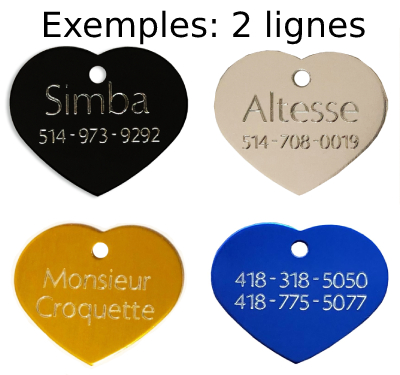 medaille coeur rouge rose grav&eacute; animaux