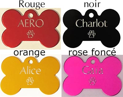 medaille  os large avec pattes pour chien