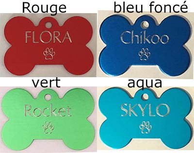 medaille os large avec pattes  pour chien