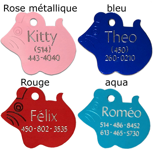 medaille pour chien chat forme petite souris