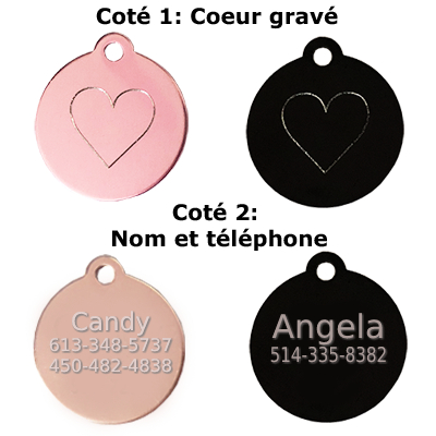 medaille pour chien chat petit cercle avec coeur