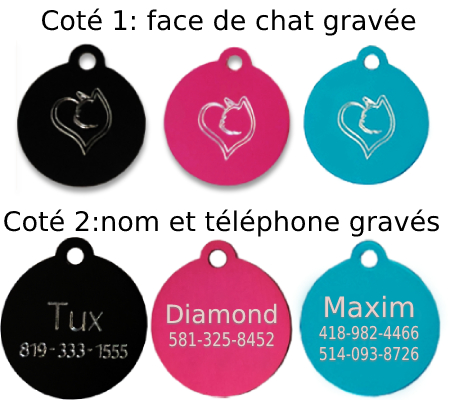 medaille pour chien chat petit cercle avec face de chat